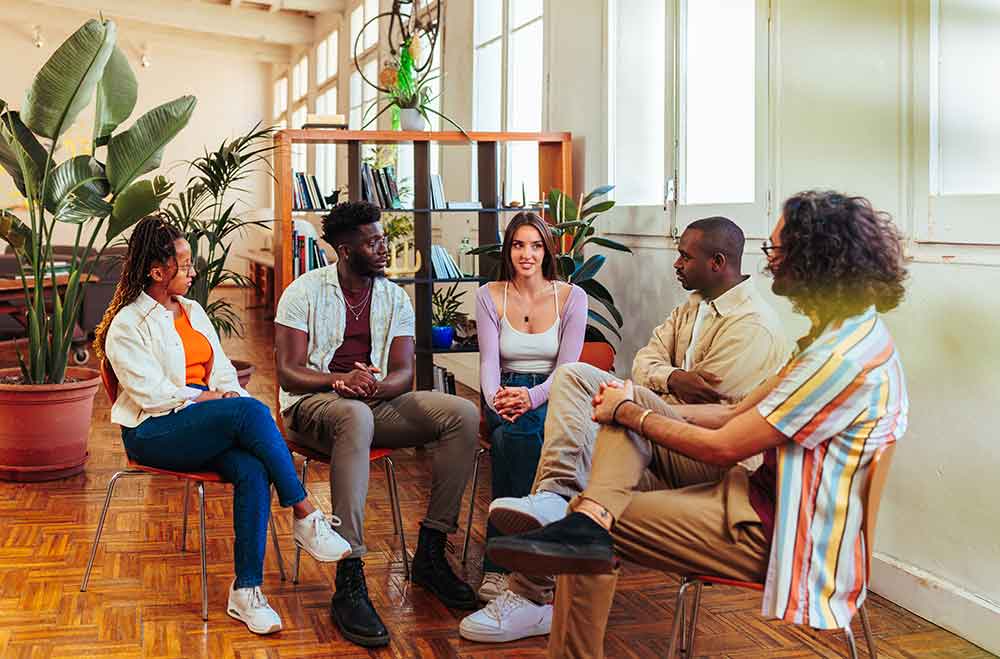 People on group therapy session